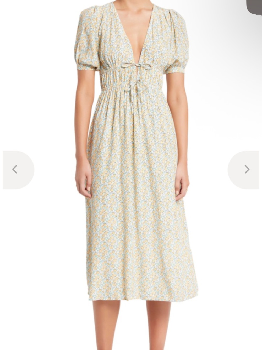 Faithfull the Brand Yellow Floral Midi Dress
